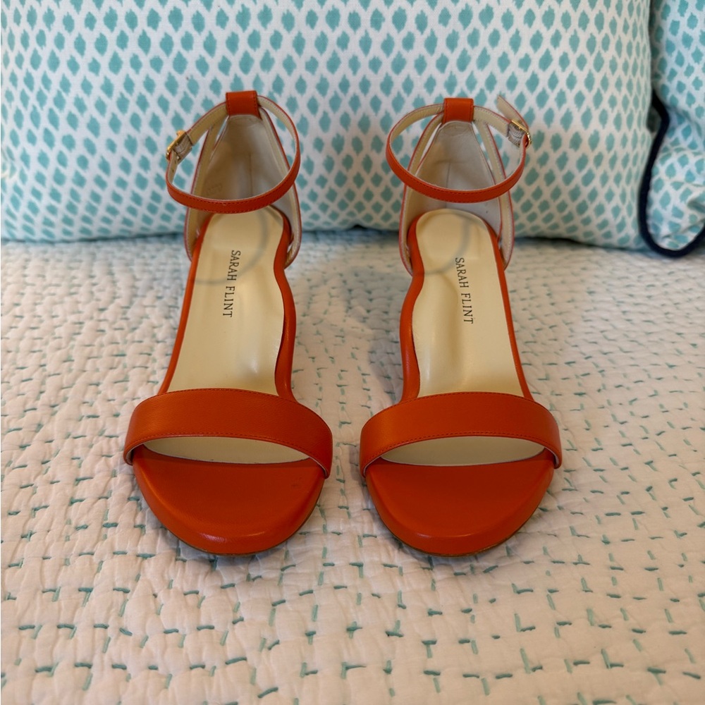Beautiful Sarah Flint Papaya Block Heeled Sandals 60mm - Picture 2 of 6
